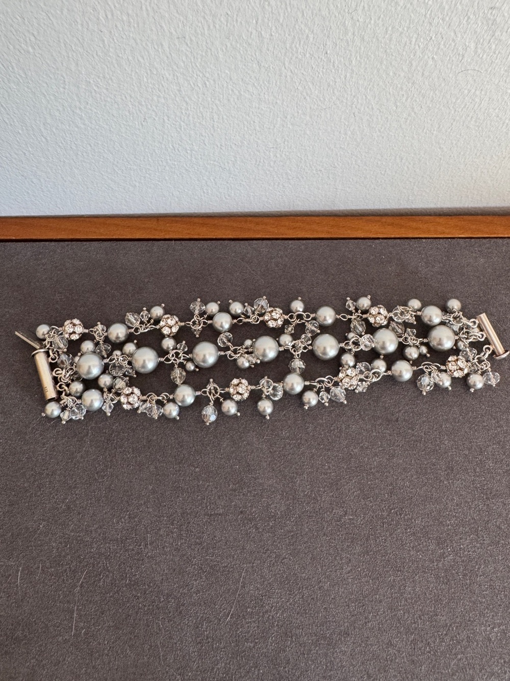Nancy Ciccone 925 Silver Pearl Cluster Multi-Row Bracelet